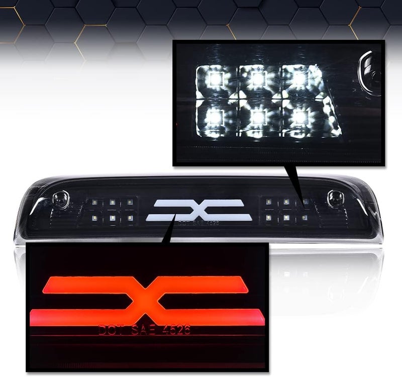 PIT66 3rd Brake Light, Compatible with 2014-2020 Chevy Silverado 2014-2020 GMC Sierra X Type Led Bar High Mount Stop Light Rear Tail Cargo Lamps Black Smoked Lens Black Housing - Image 2